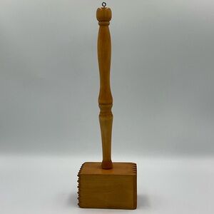 Vintage Wooden Meat Tenderizer Mallet with Handle